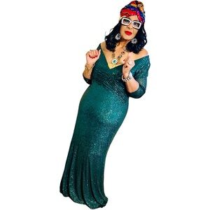 Mac Duggal Green Sequin Gown 🔥 NWT